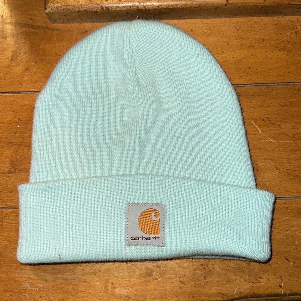Light blue/teal Carhartt beanie